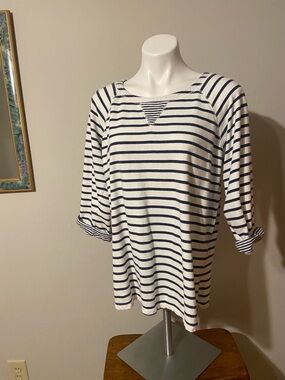 White Stag White and Navy Striped Raglan Tunic
